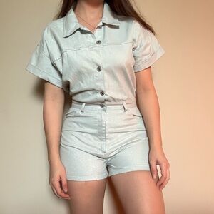 Zara Women's Shimmering Silver High Waist Shorts